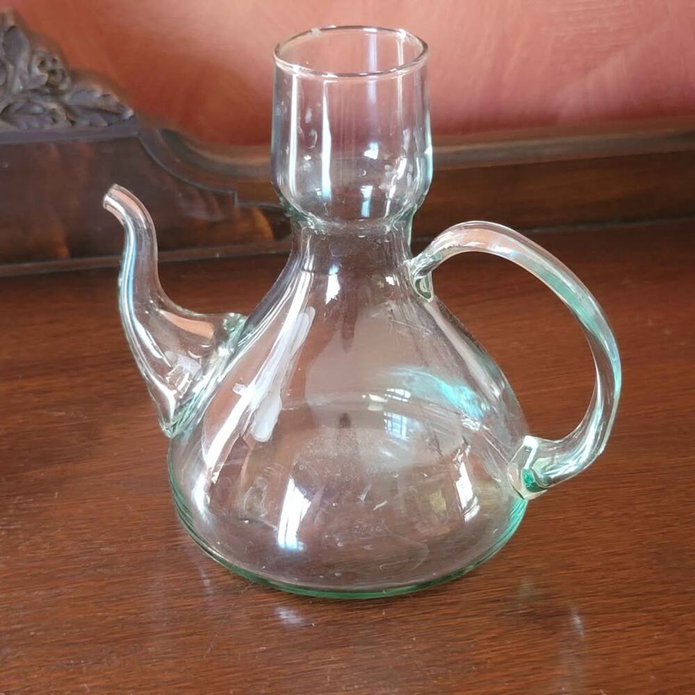 Vintage Hand Blown Glass Cruet- Oil/Vinegar Dispenser Bottle